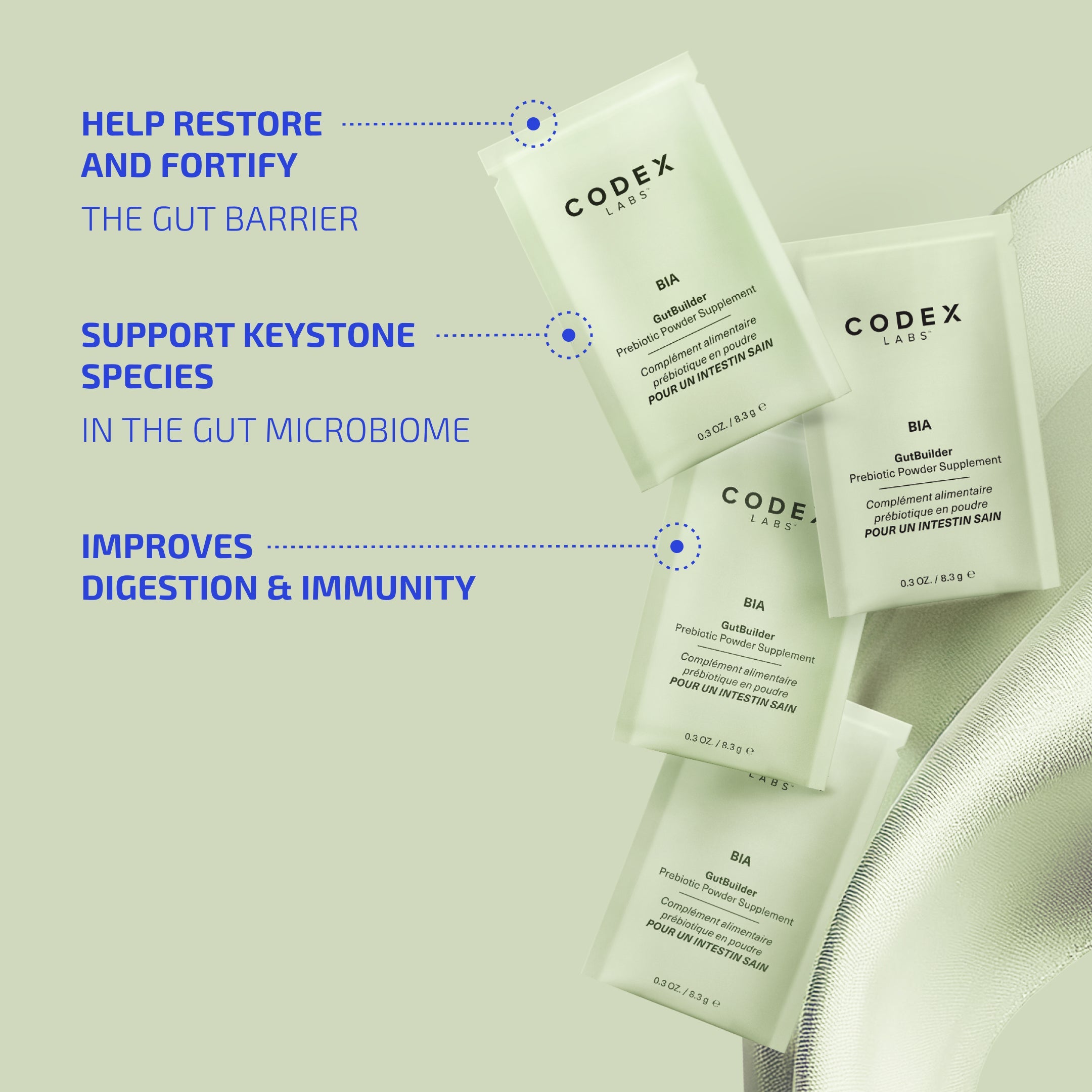 Prebiotic Powder Supplement for Gut Health – BIA GutBuilder (30 Packets) (Age: 12+)